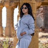 Urban Cut Cotton Fleece Zipper Hoodie Grey 1 piece